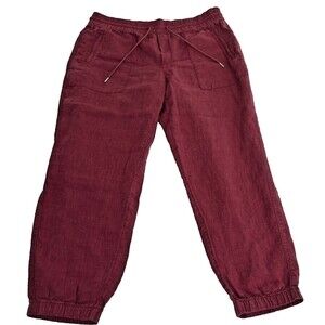 Athleta Retreat 100% Linen Jogger Pants Womens 8 Coffeberry Orange Red